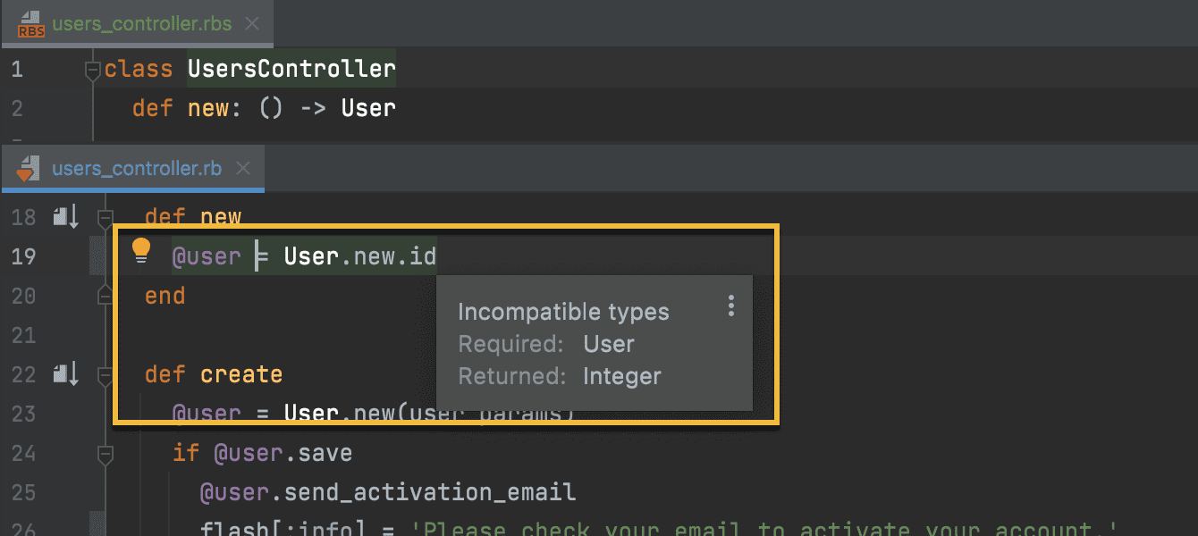 Inspection: type mismatch between Ruby and RBS