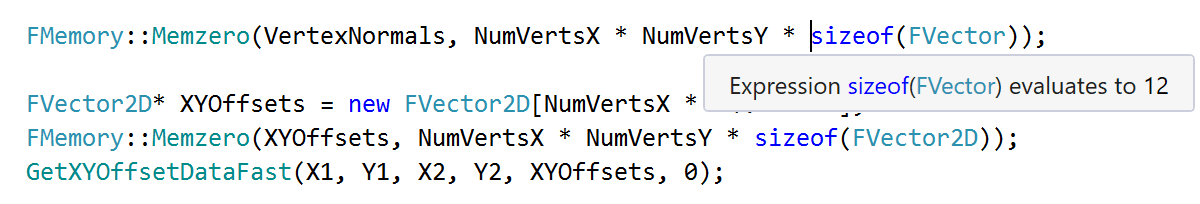 Evaluation of sizeof