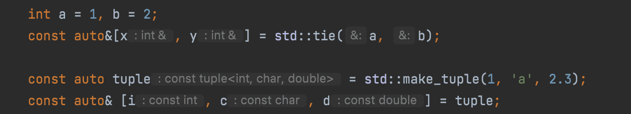 Structured bindings hints