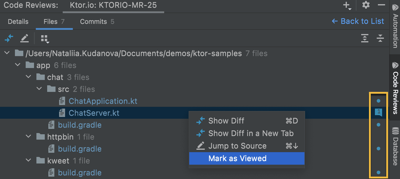 Mark files as viewed
