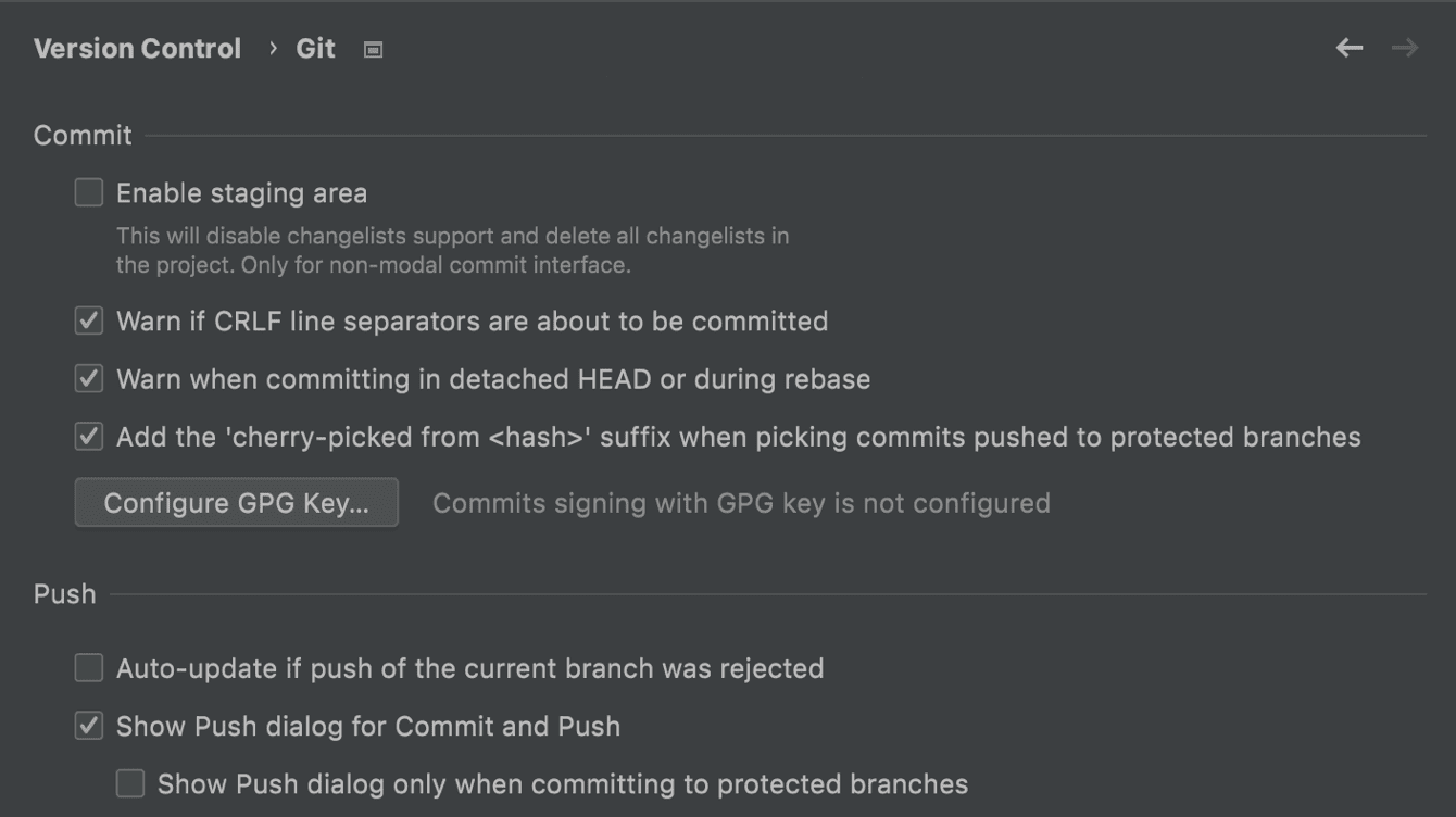 Updated Git settings