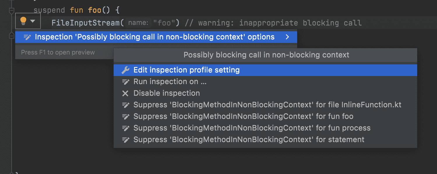 Kotlin - Improved inspection 