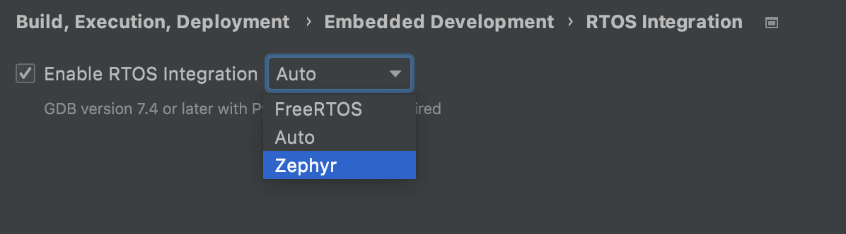 Zephyr RTOS settings