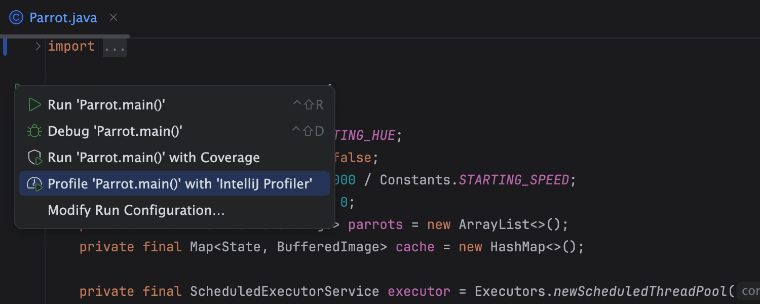 Attach Java profiler IntelliJ Profiler to a process