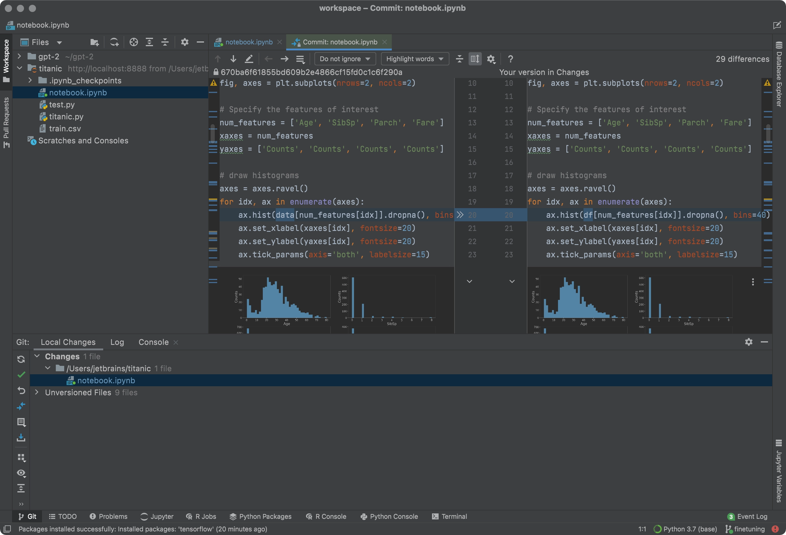 dataspell-eap-19-jupyter-variablen-workspace-interpreter-notebook-diffs-pycharm-und-mehr