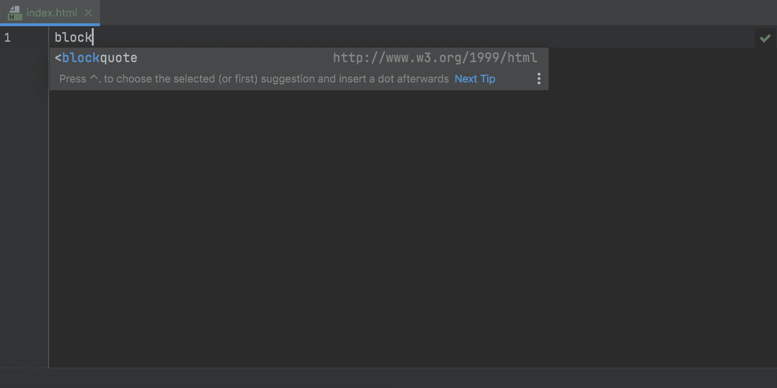 Completion von HTML-Tags in WebStorm