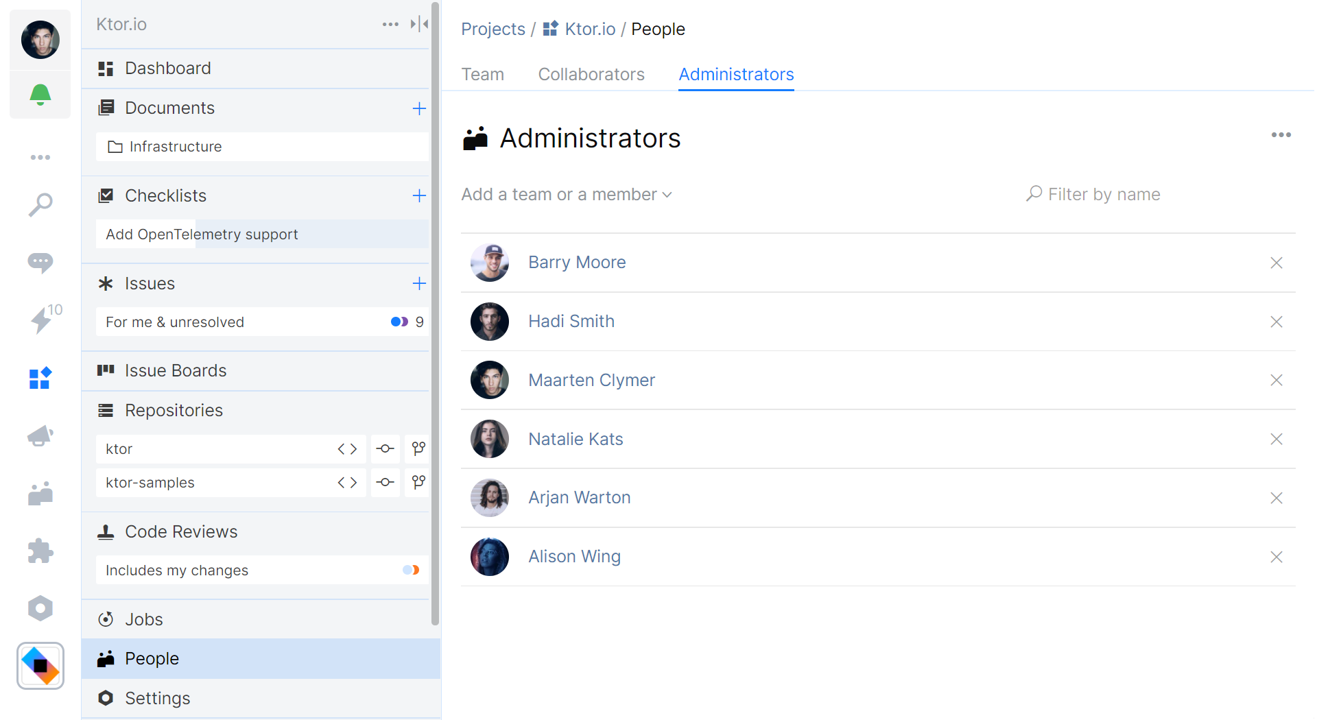 Manage project administrators