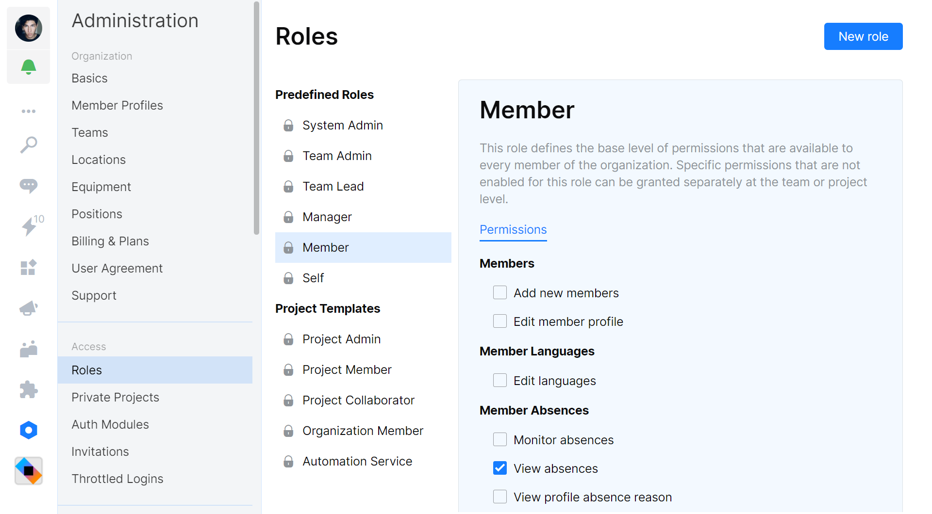 Manage roles and permissions in JetBrains Space