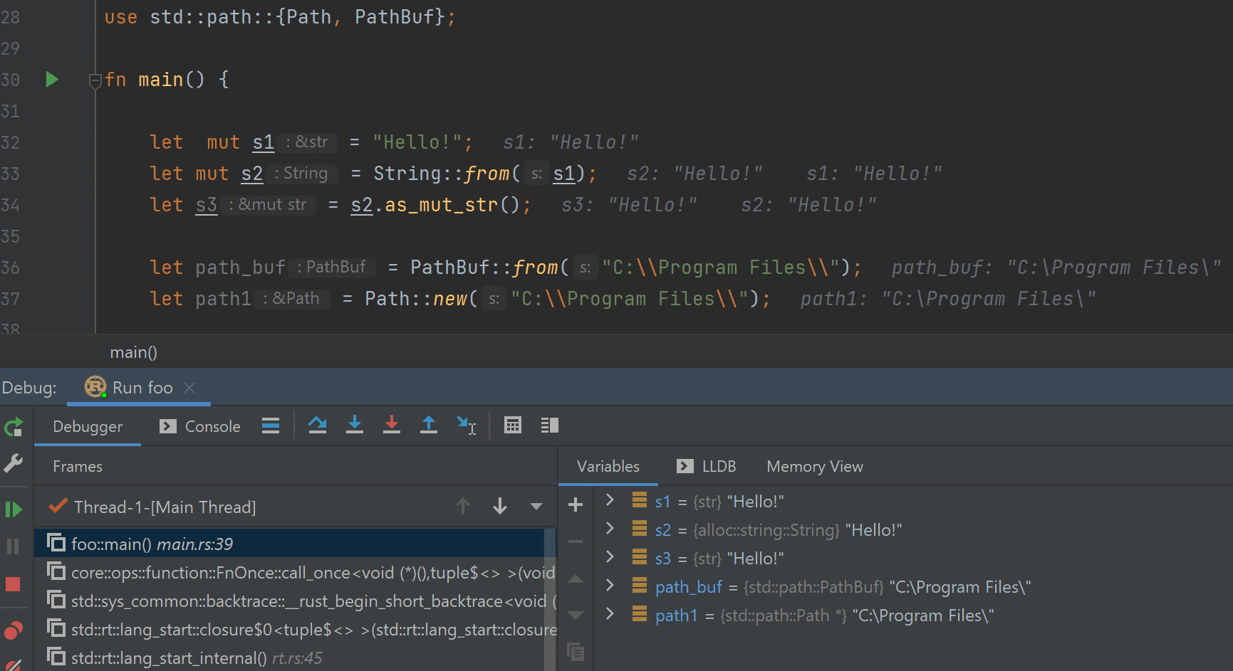 MSVC LLDB paths and string slices rendering