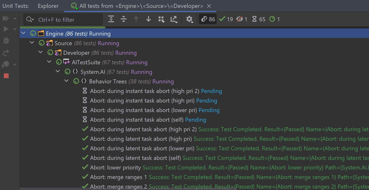 UE tests running