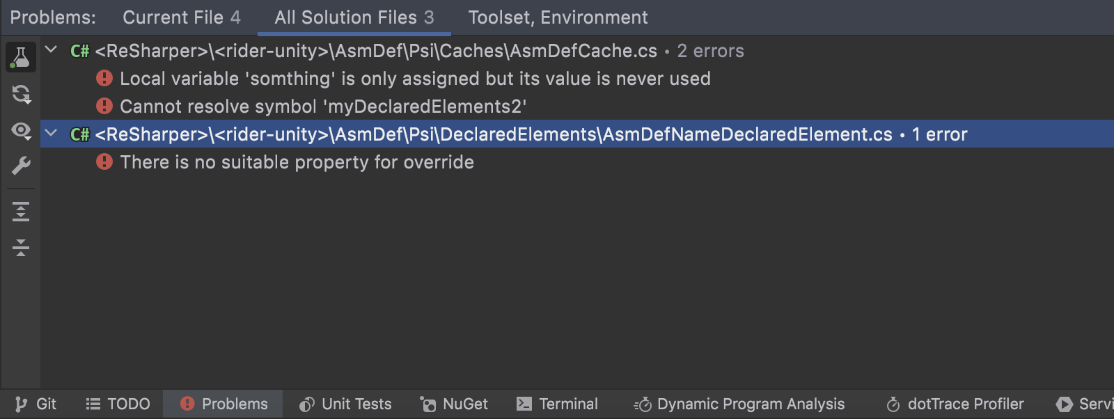 All solution files tab