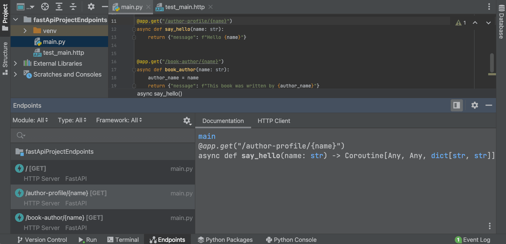 Endpoints-Toolfenster