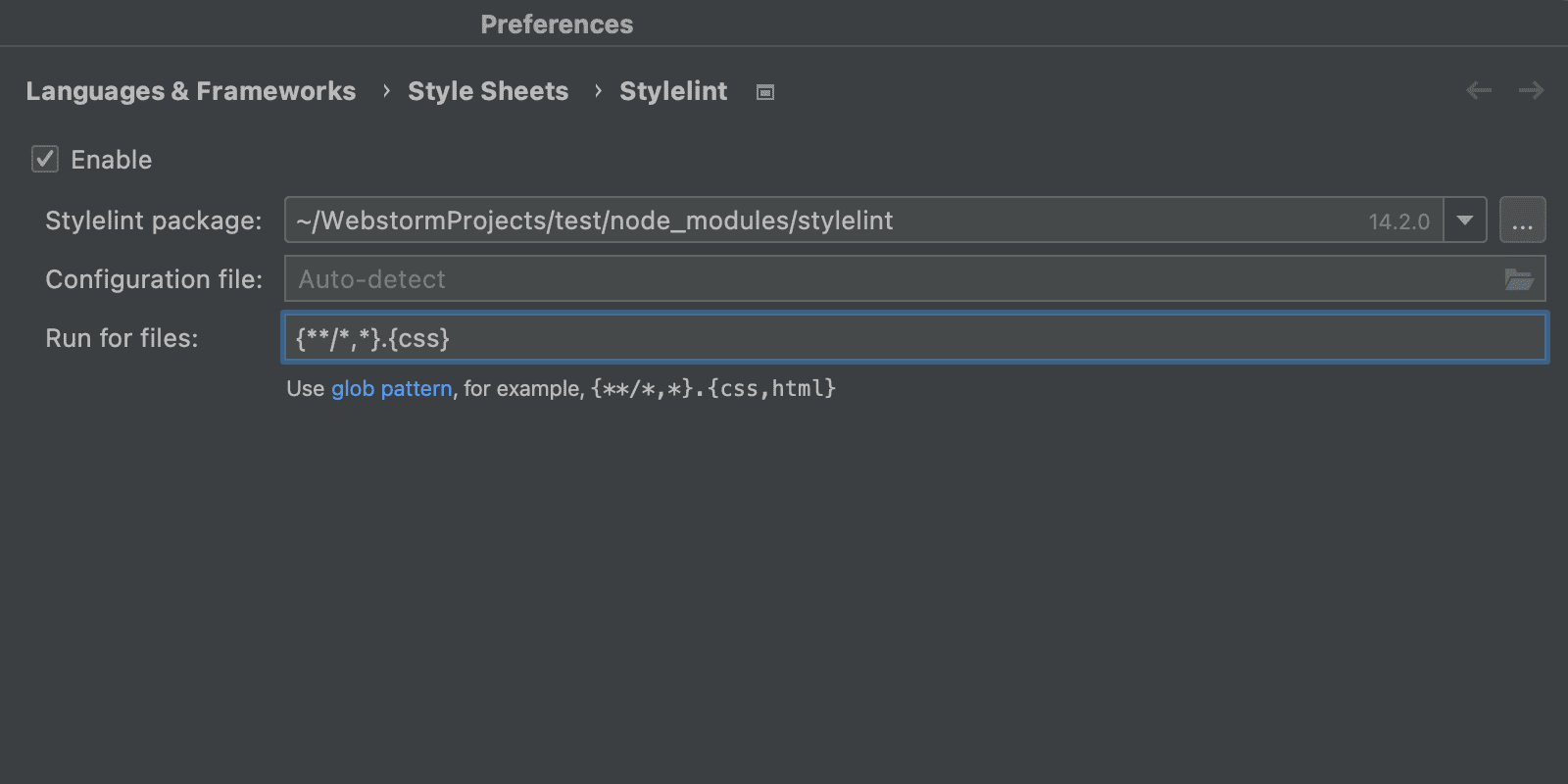 stylelint-run-for-files-field