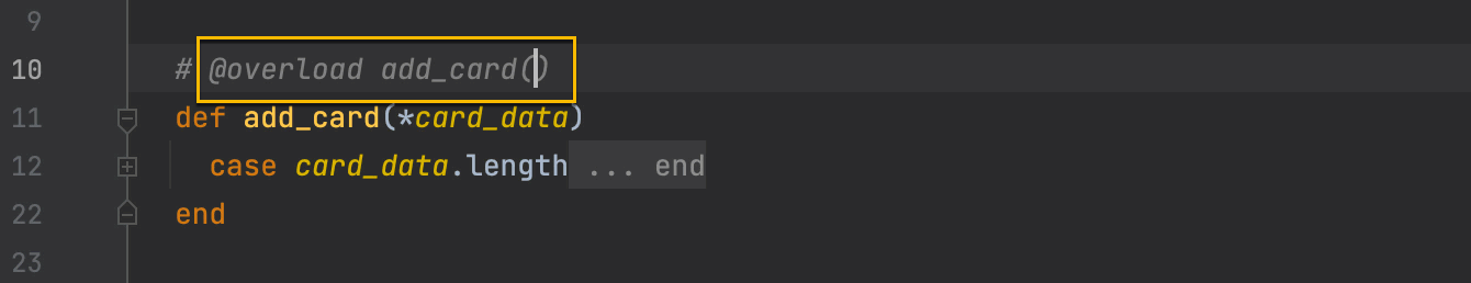 Improved autocompletion for the @overload tag
