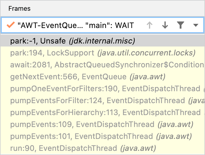 The debugger shows that all threads are waiting.