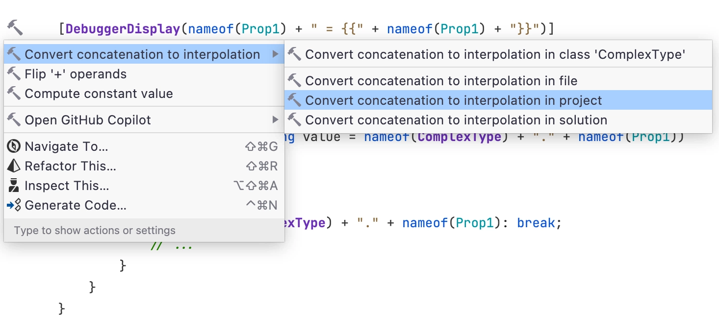 Convert String Concatenation to String Interpolation