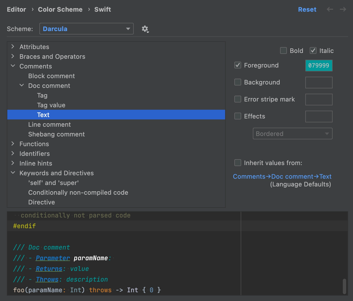 Formatting documentation comments