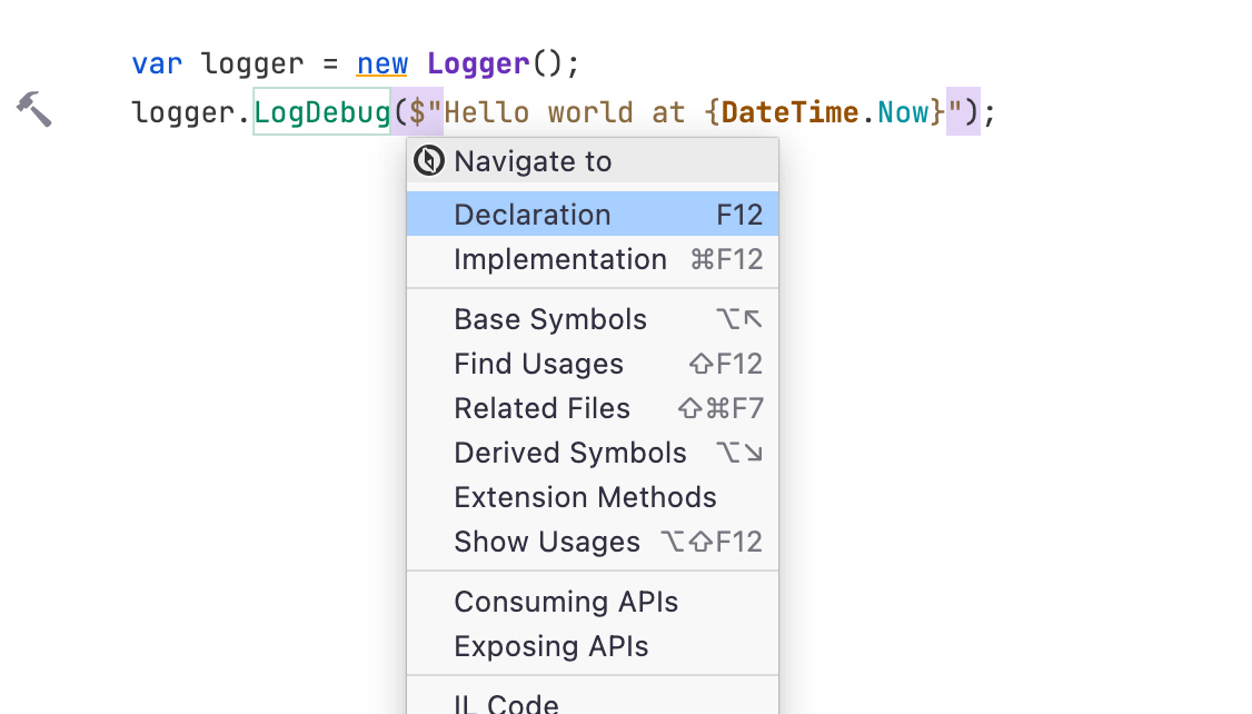 Navigate to String Handler from Usage