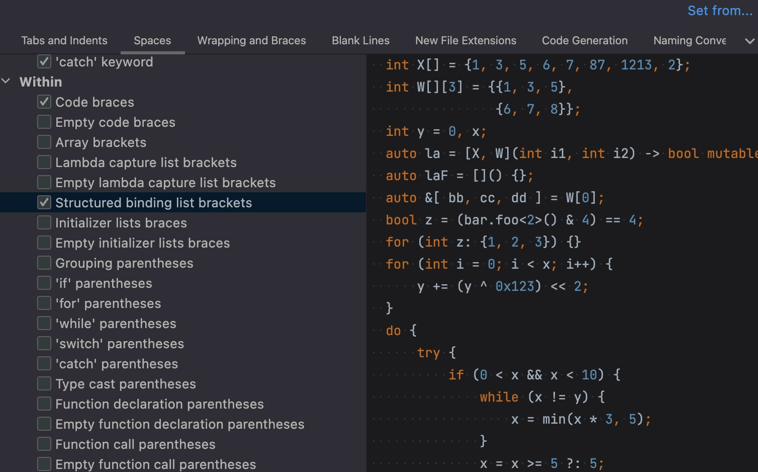 Spaces in structured bindings