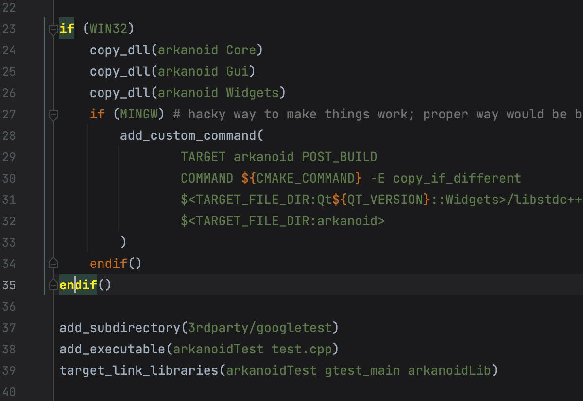 CMake formatting