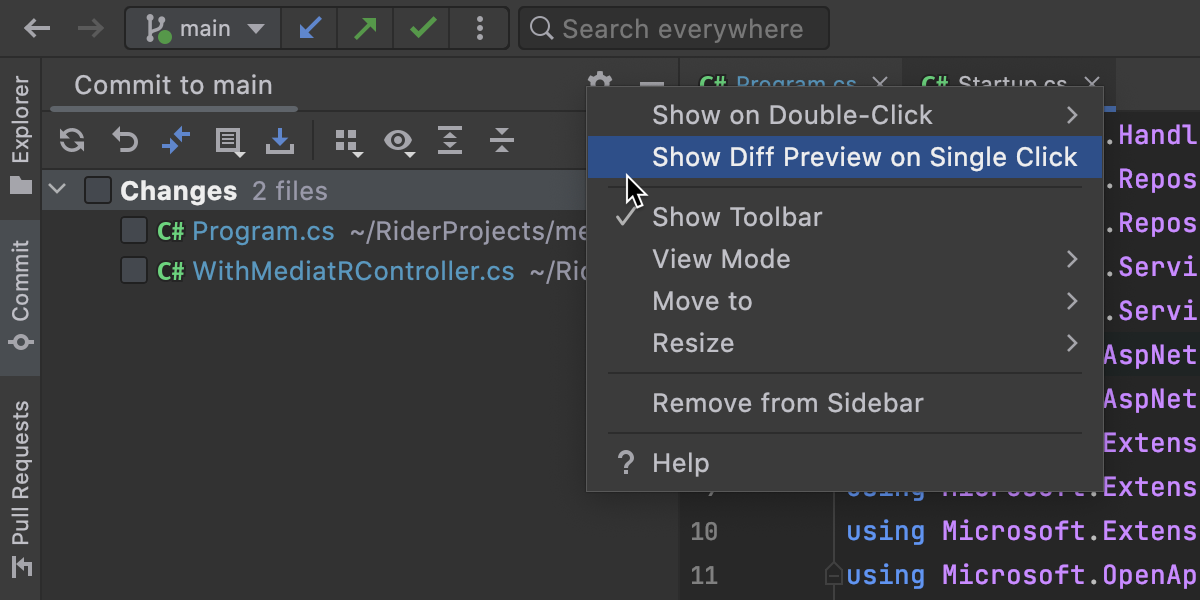 Updates for Version Control in Rider 2022.1