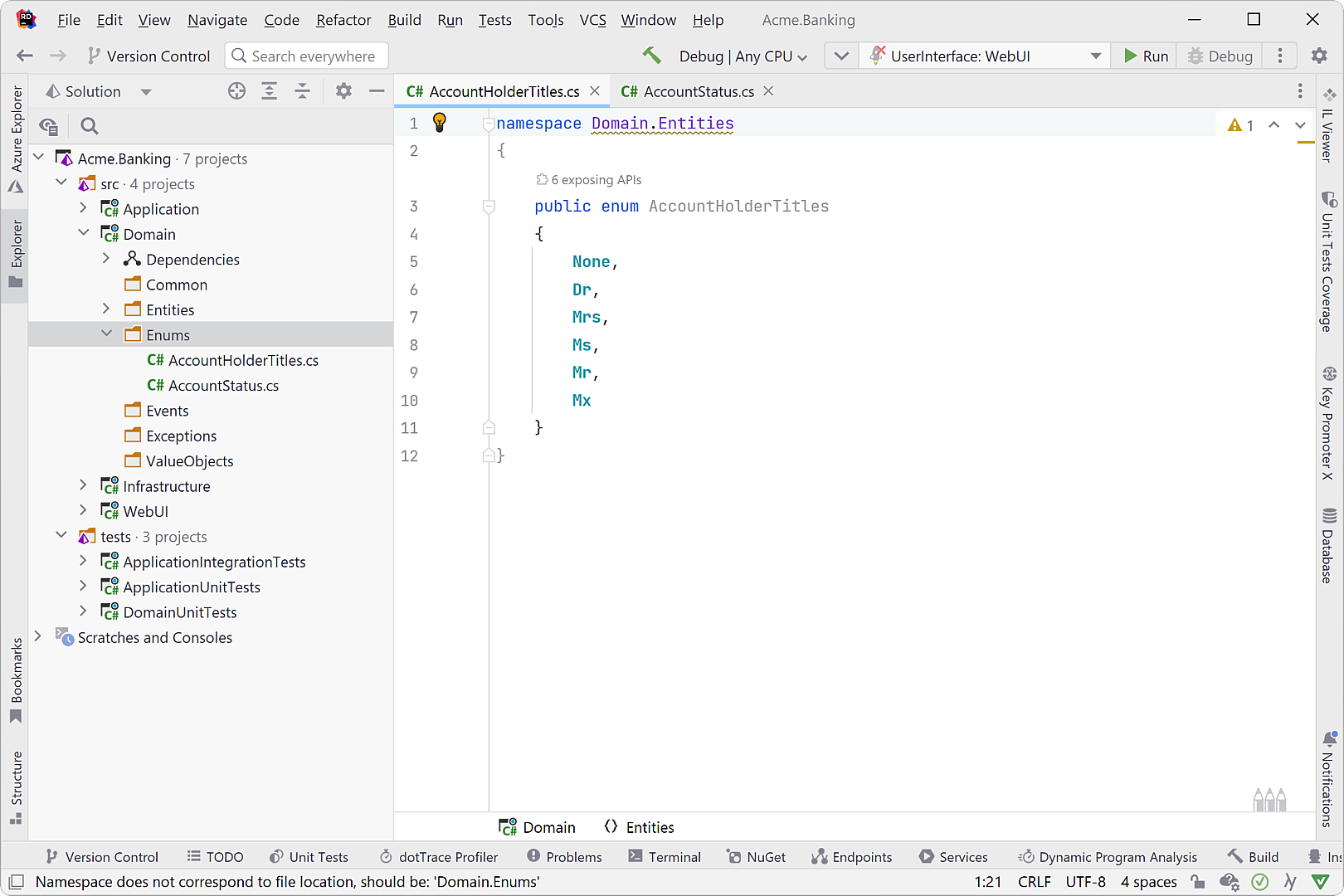 Adjust namespaces refactor