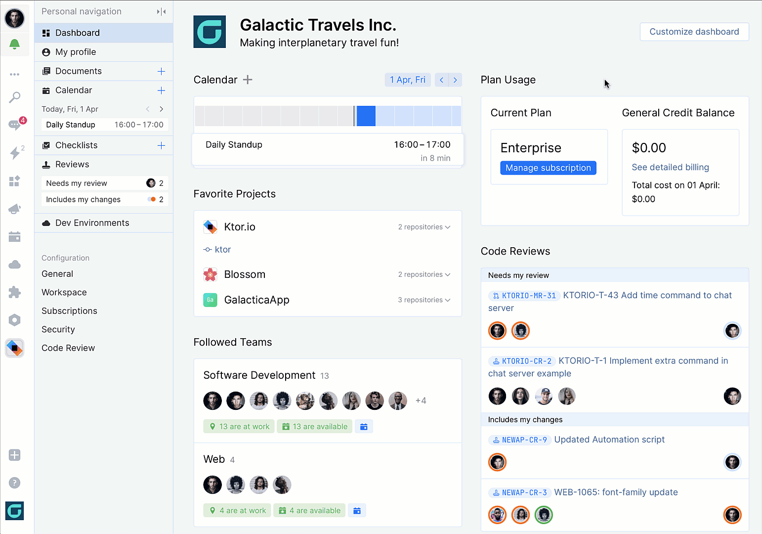 Customize your Space dashboard