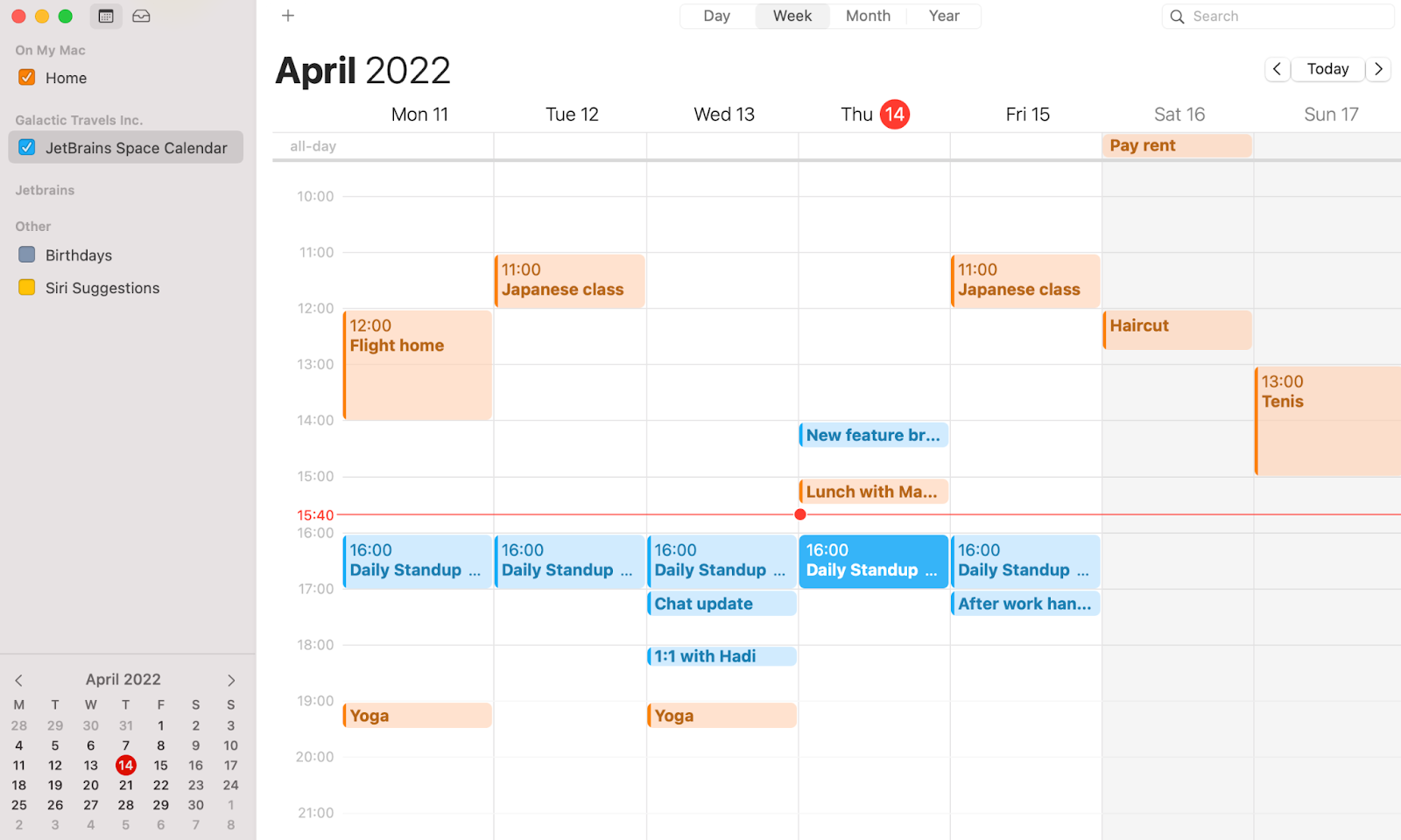 Integrate Space Calendar with your favorite calendar app with CalDAV support