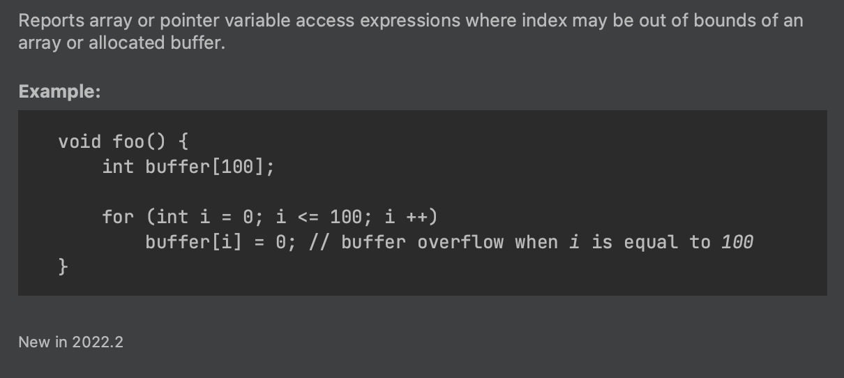 Index out of bounds inspection