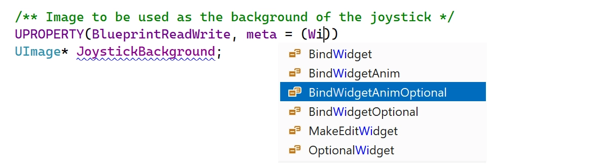 Widgets metadata specifiers