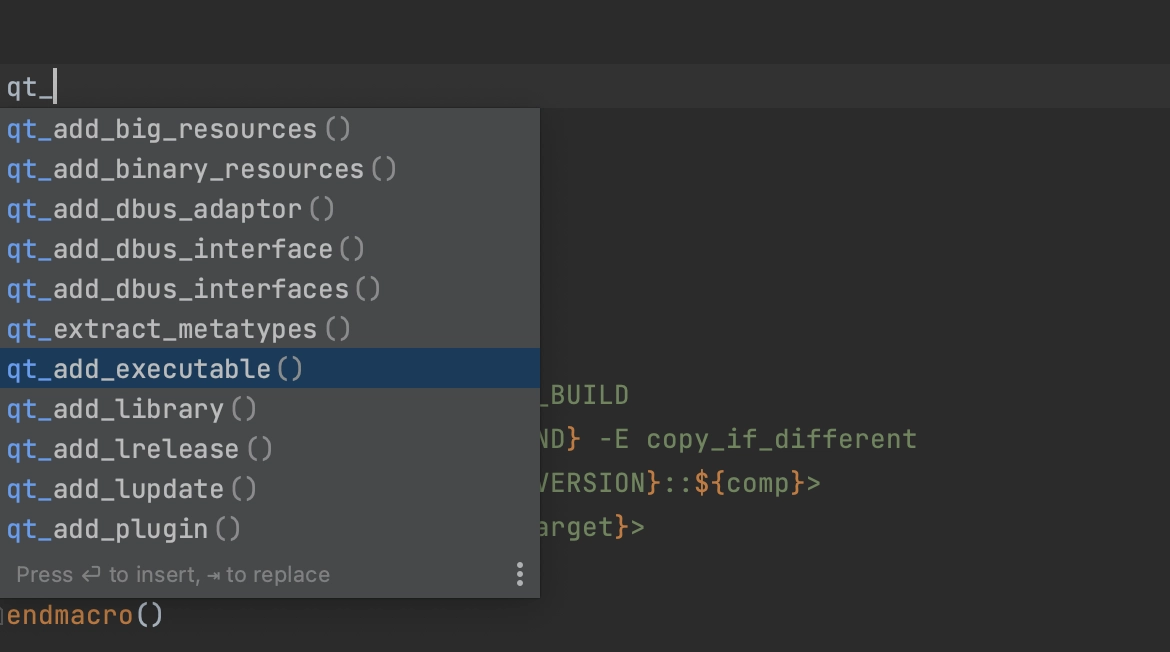 CMake Qt completion