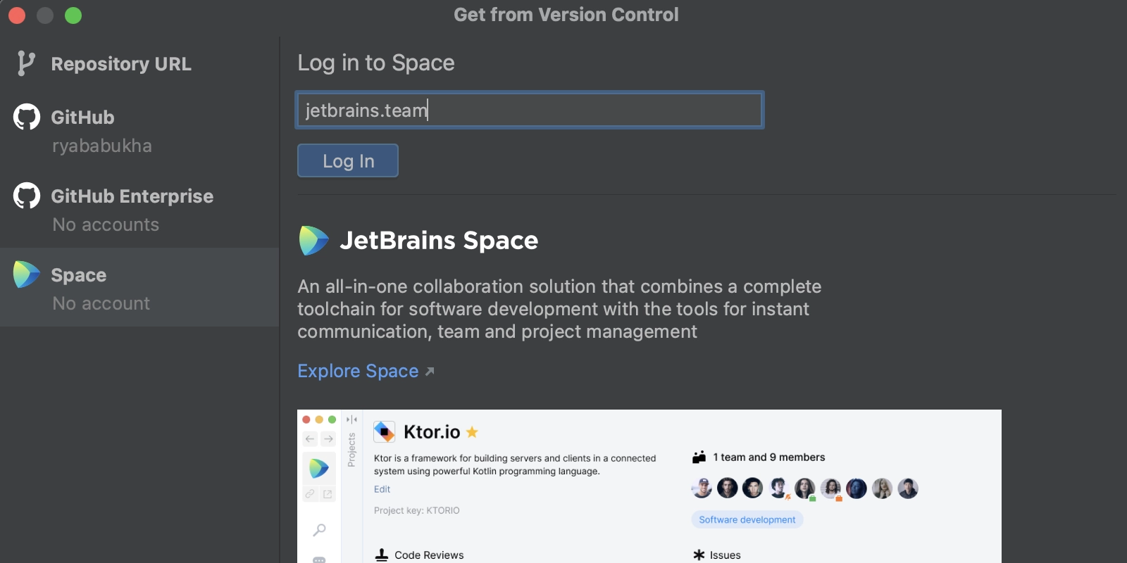 Bundled JetBrains Space plugin