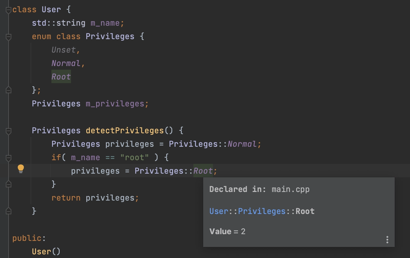 Enum values in Quick Doc