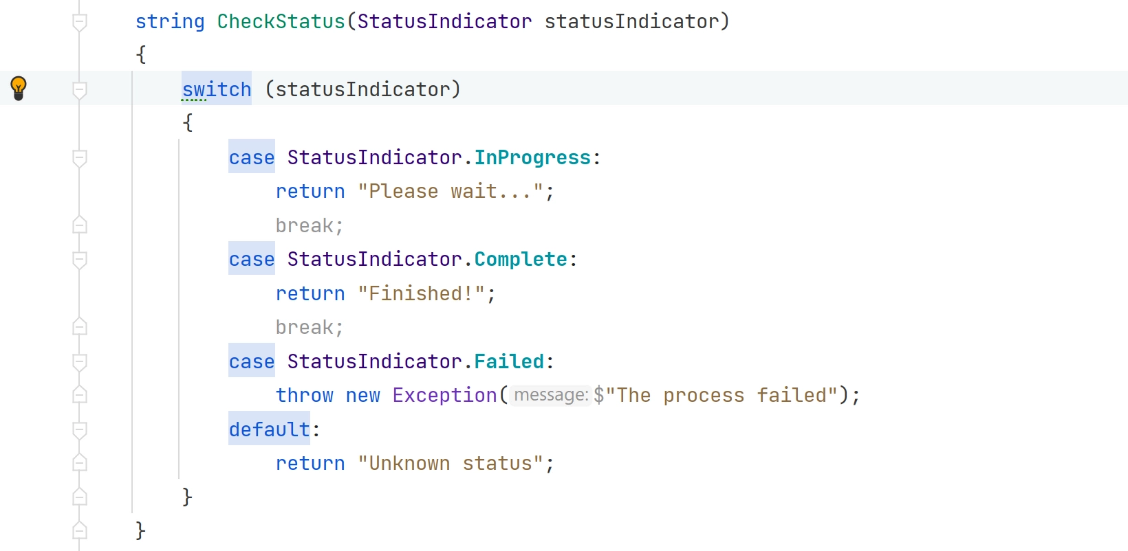 Upgrade from switch statement to switch expression