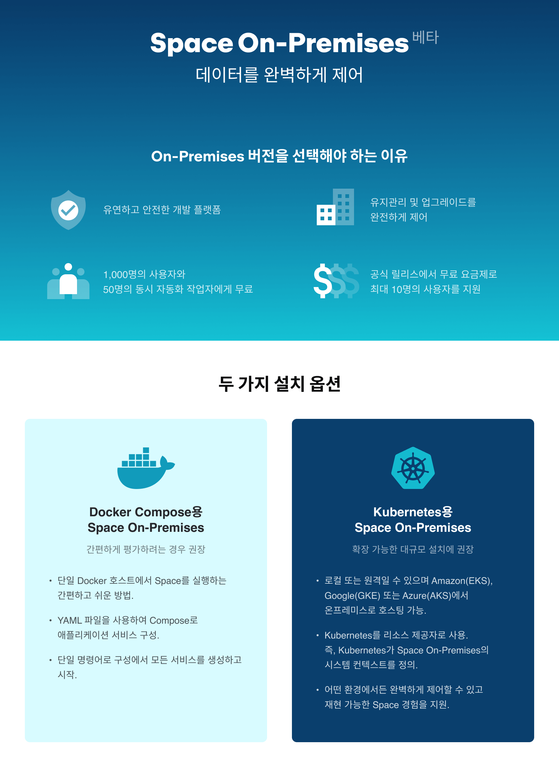 Space On-Premises 버전을 선택해야 하는 이유