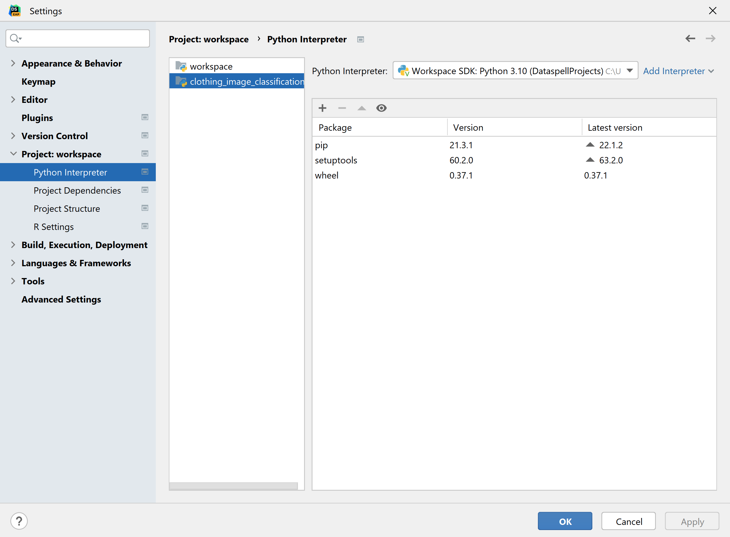 dataspell workspace