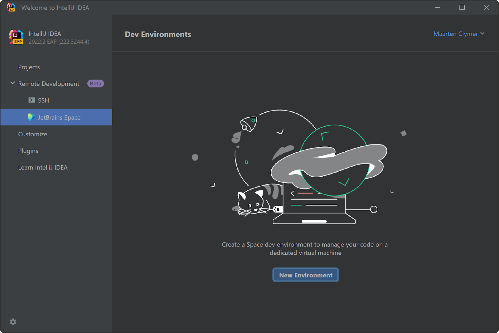 Сreate a new dev environment from IntelliJ IDEA