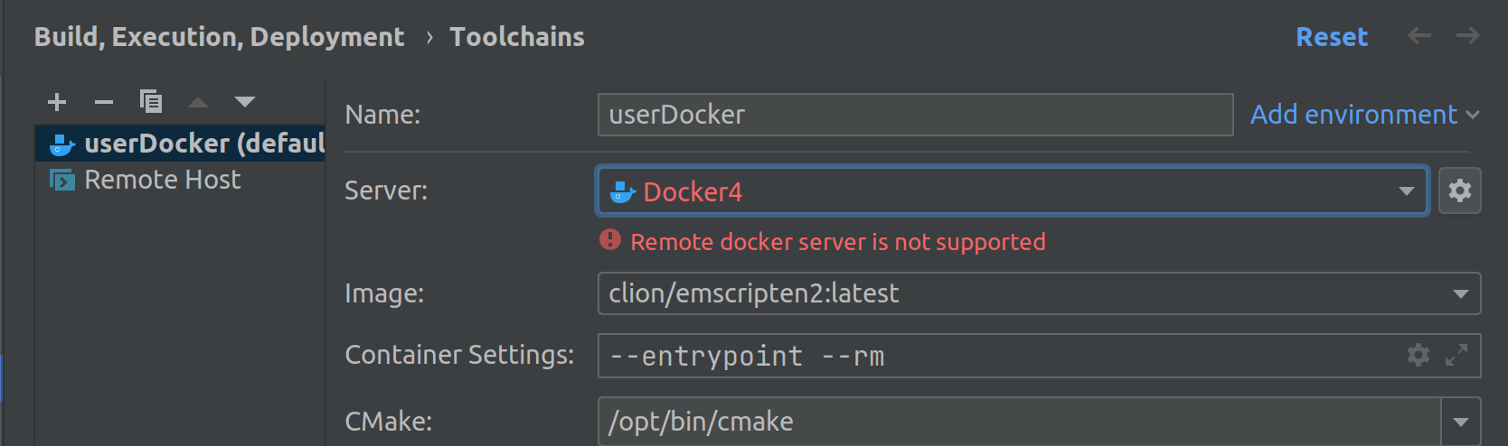 Docker warning