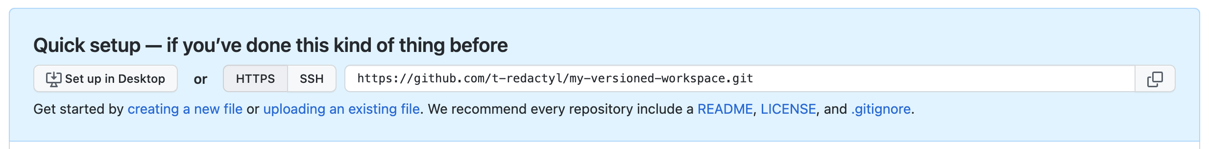 Screenshot of path to remote repository on Github.
