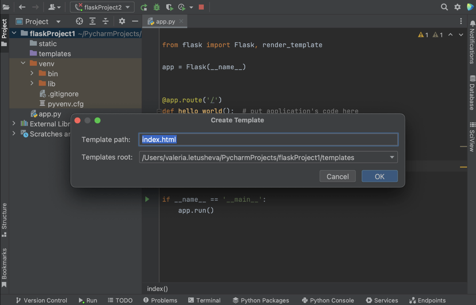 Flask tutorial: Create a Flask application in PyCharm
