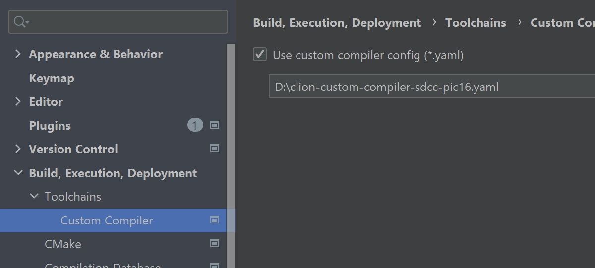 Custom compiler settings