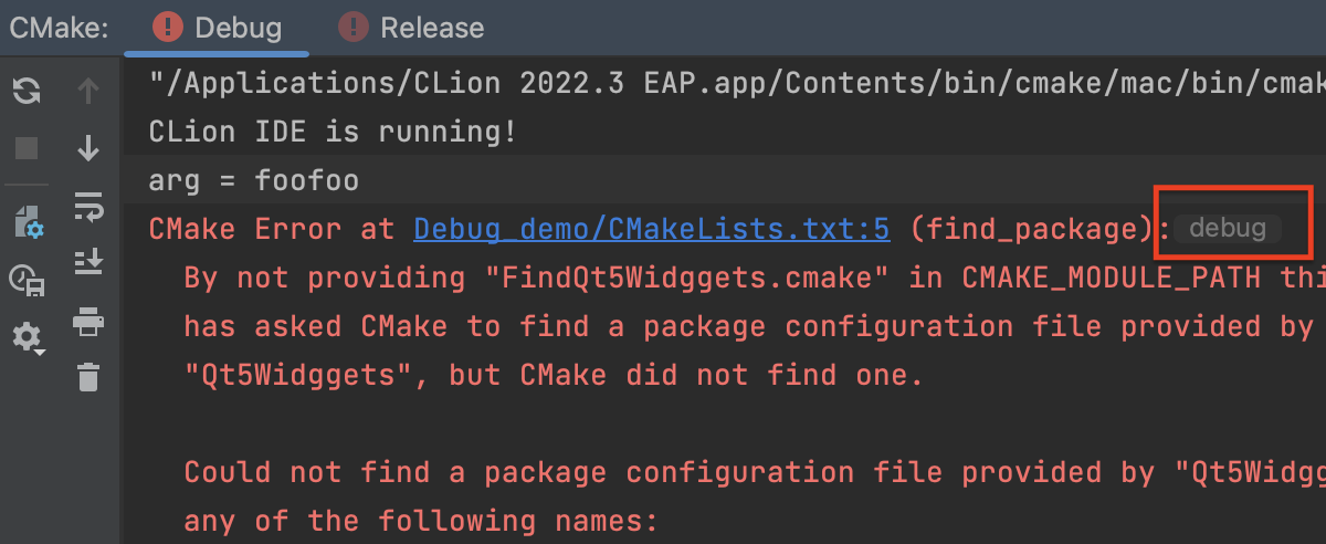 cmake debug
