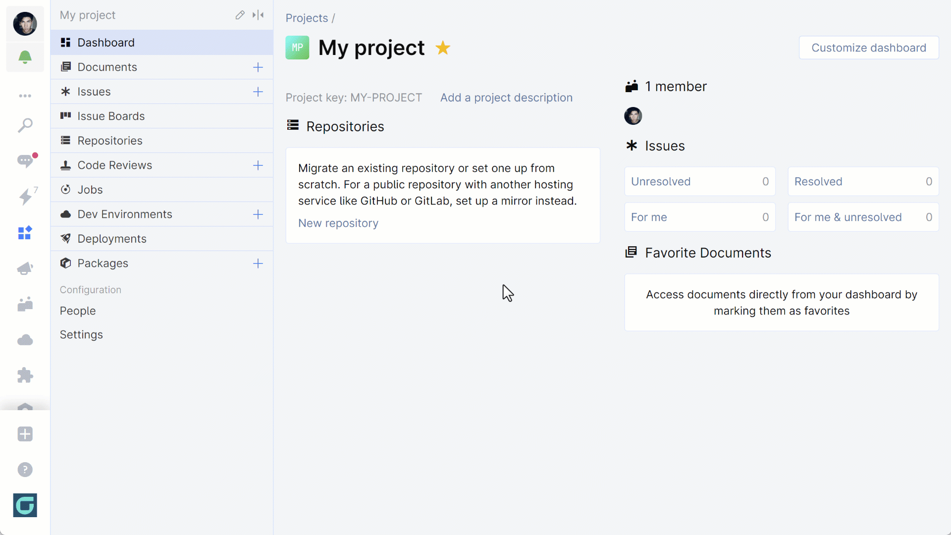 Create new Git repository to host your project source code