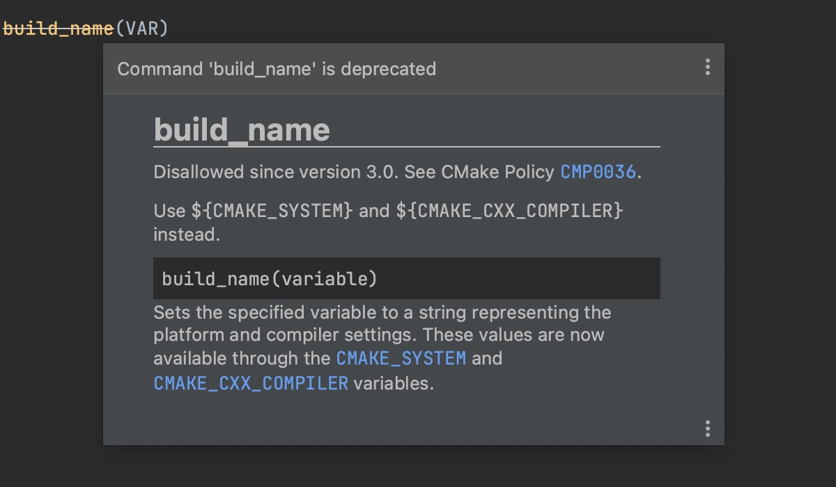 Deprecated CMake commands