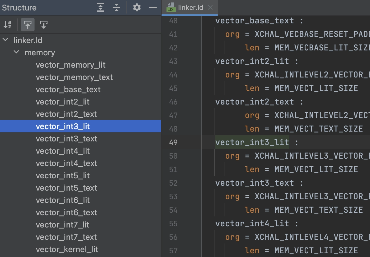 Linker scripts structure view