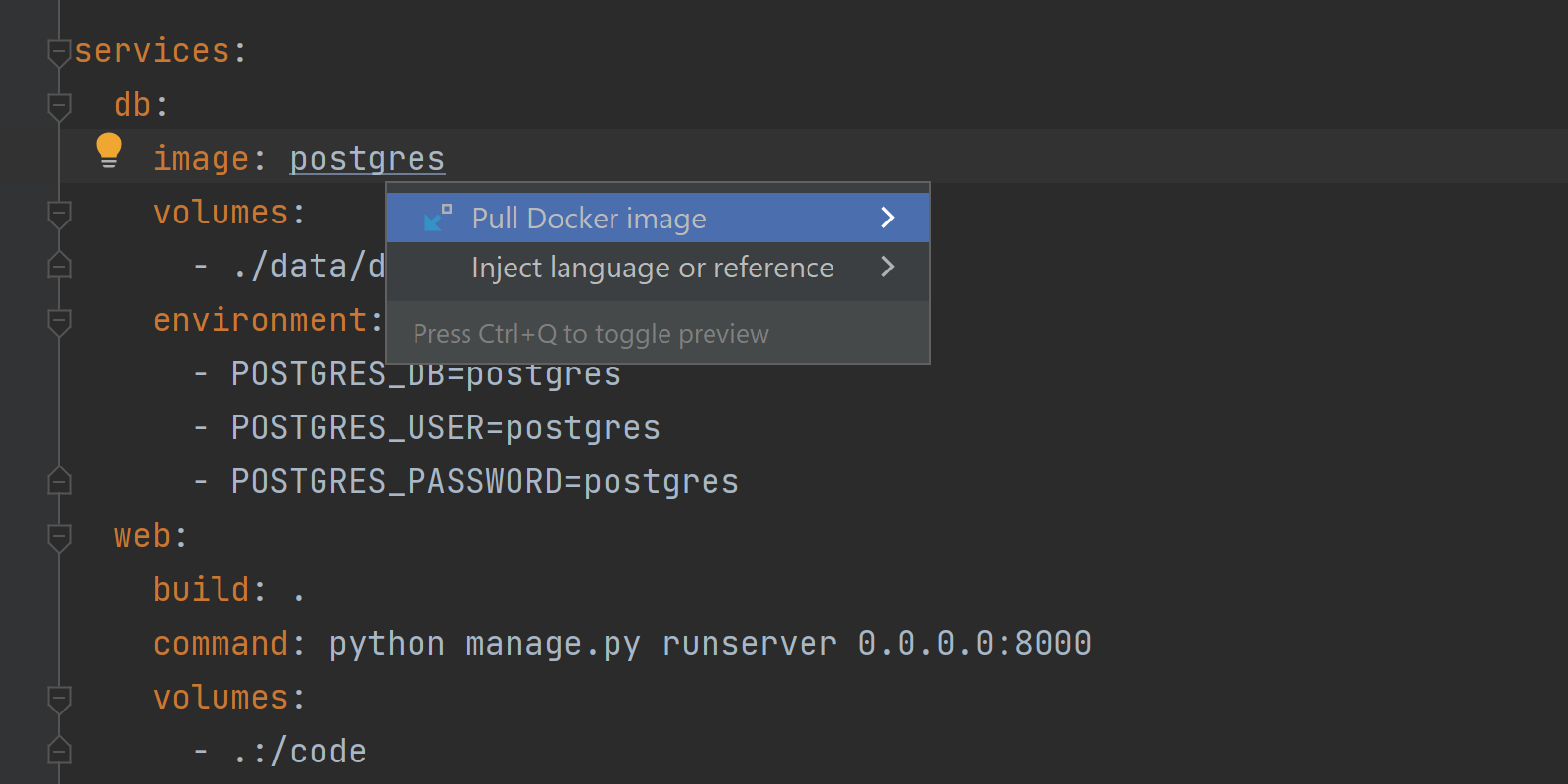 Pull Docker image using Alt+Enter on a Docker image