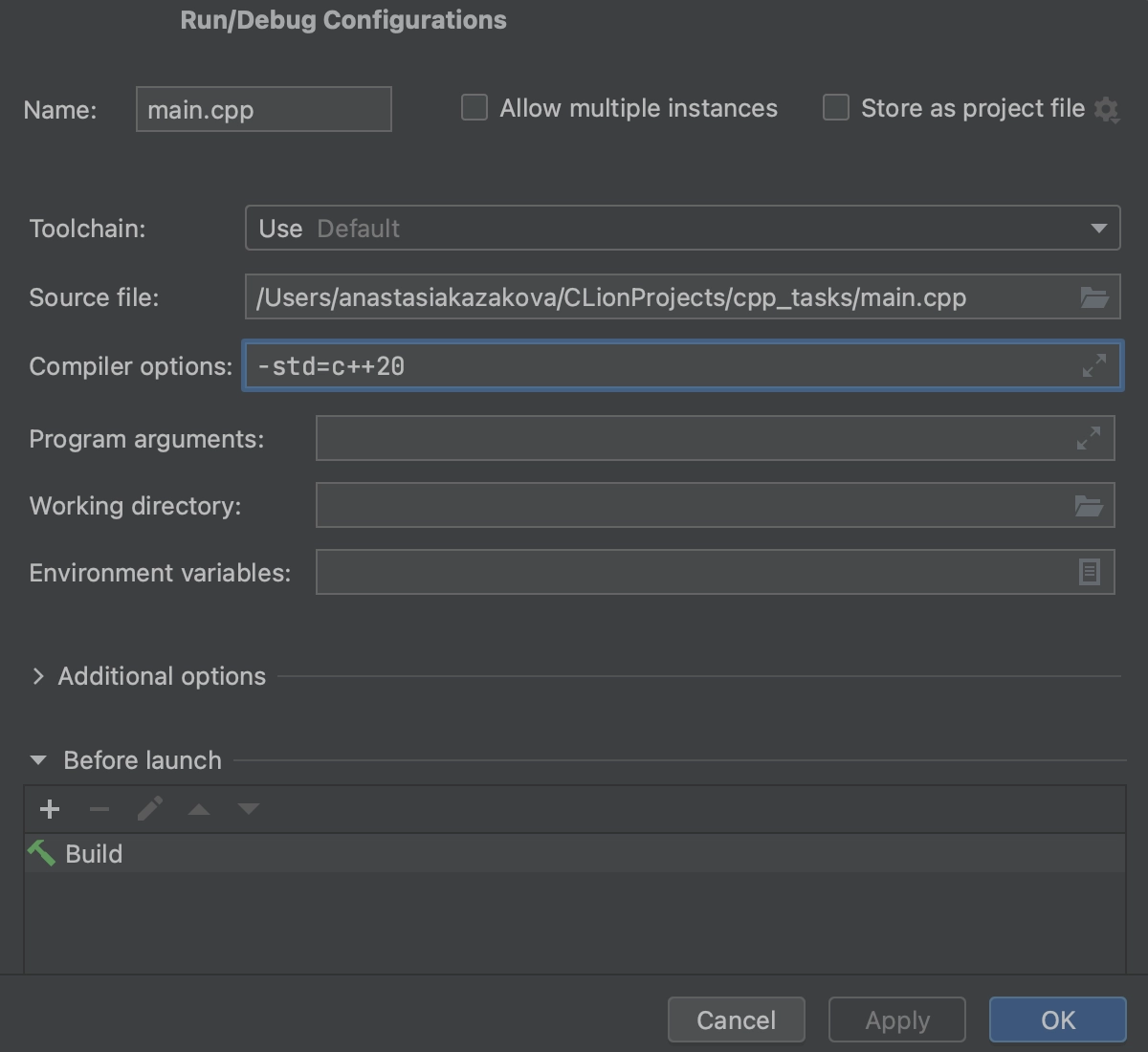 Run single file configuration