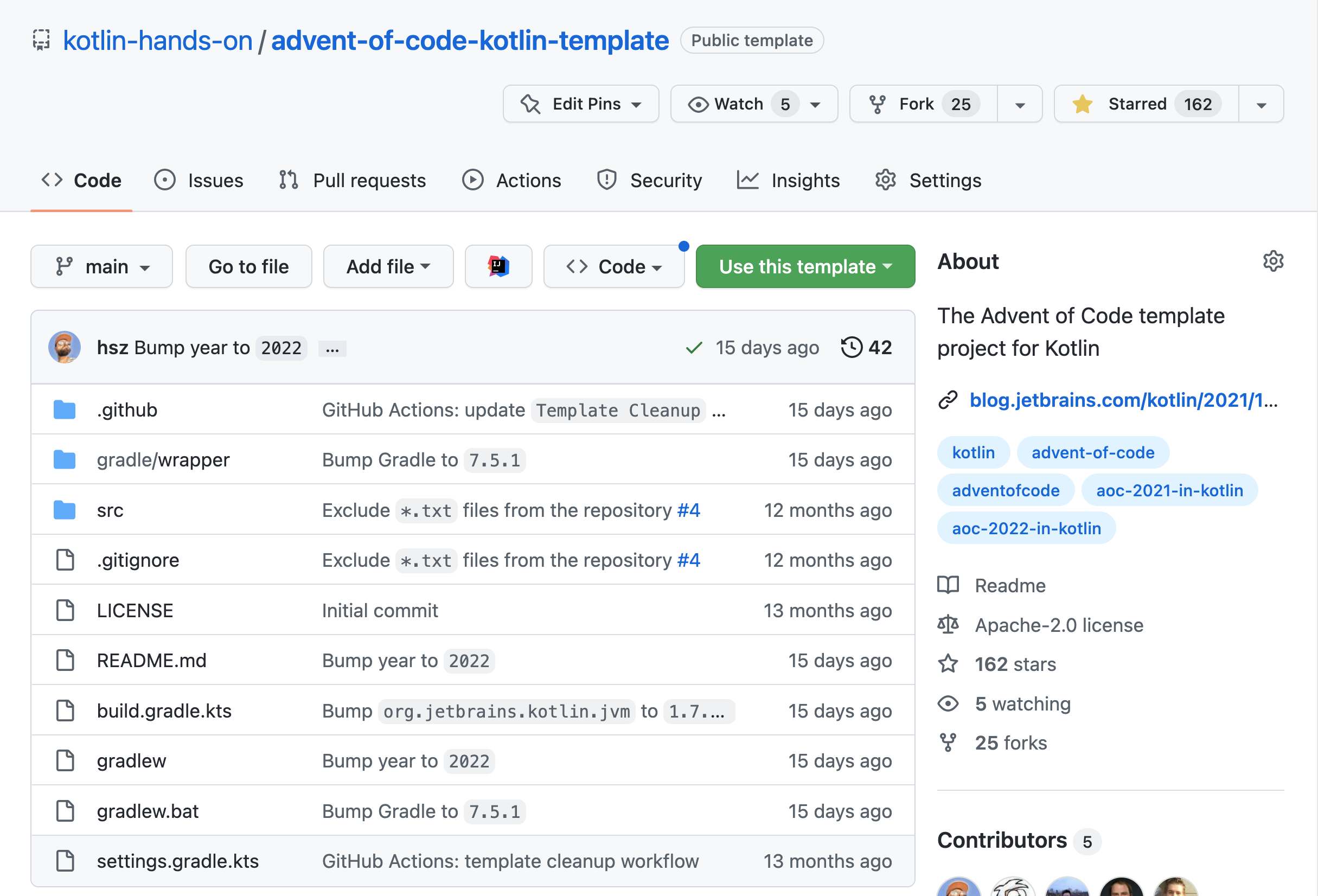 Modèle Gitbub Kotlin pour Advent of Code