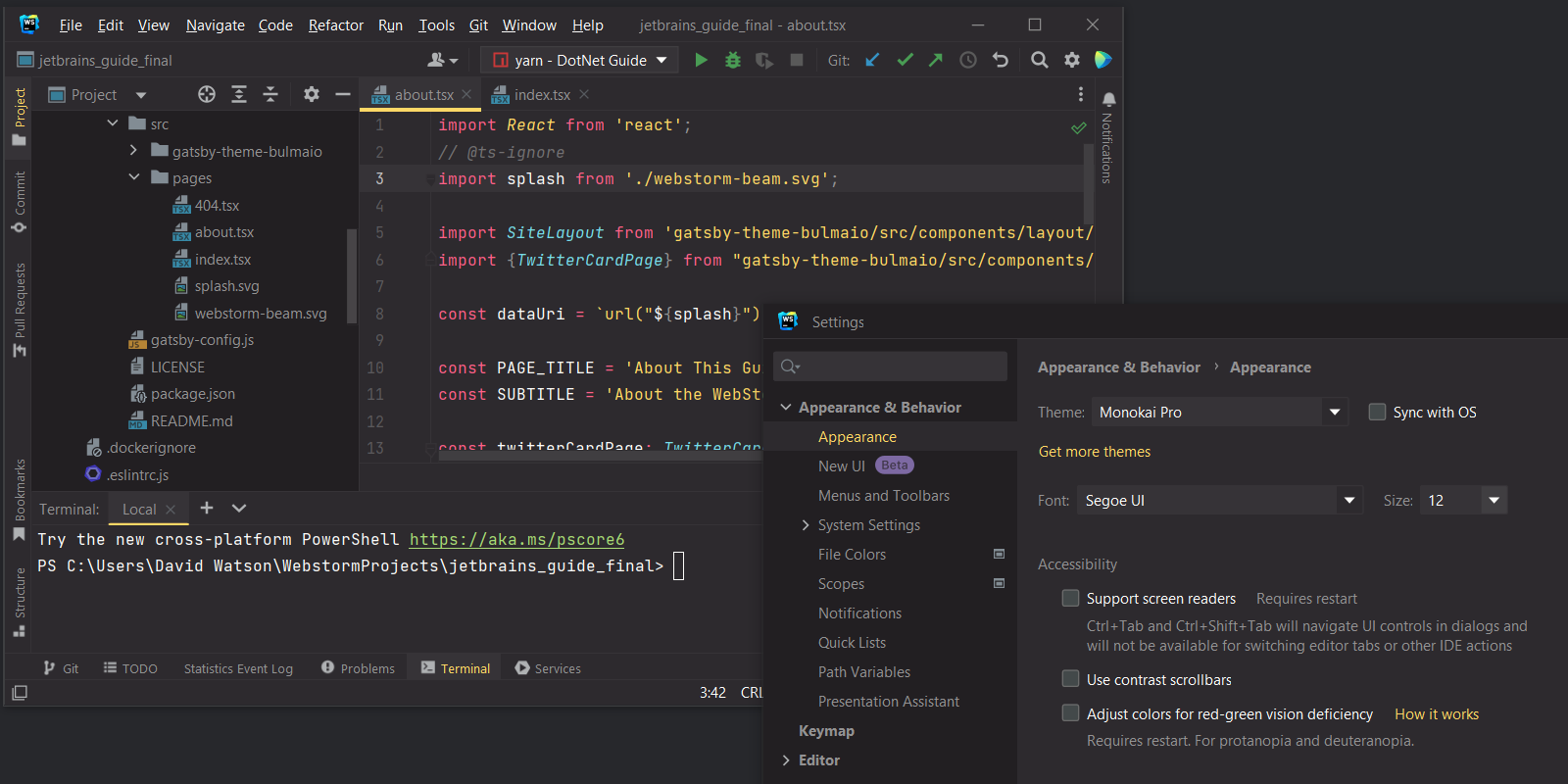 change webstorm theme color