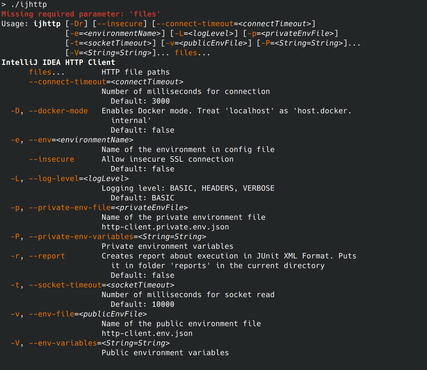 Command line options